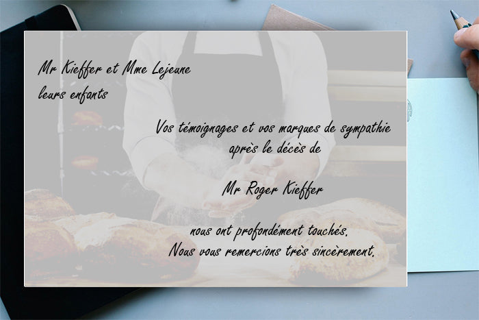 Cartes de Remerciements <br> Décès " Boulanger "