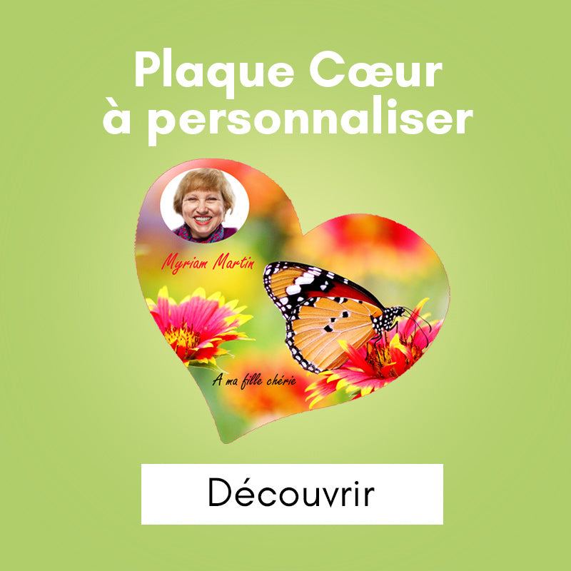 Plaque funéraire en forme de cœur à personnaliser