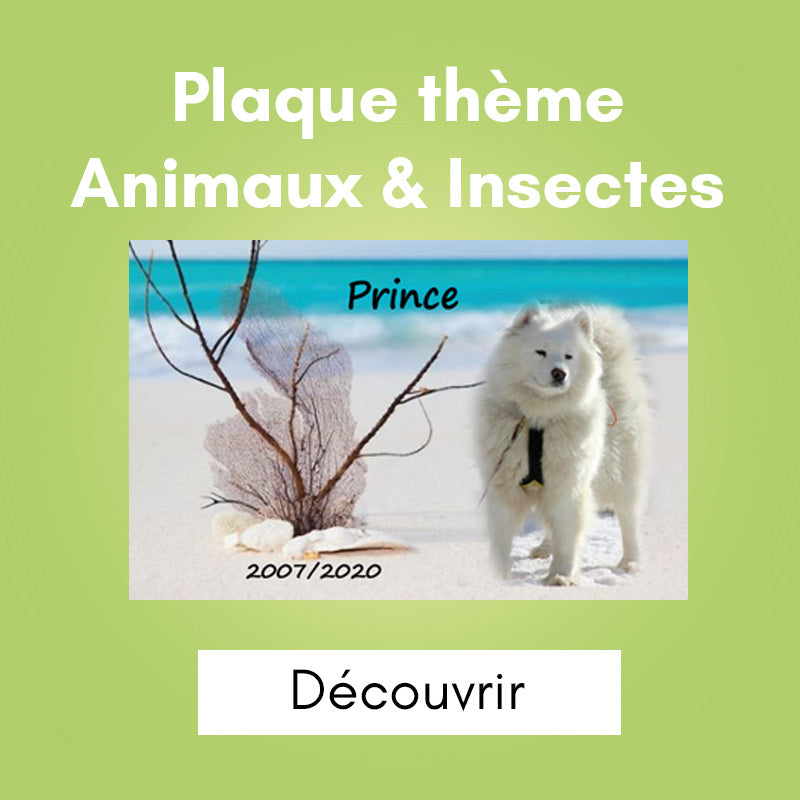 Plaque funéraire thème animaux & insectes
