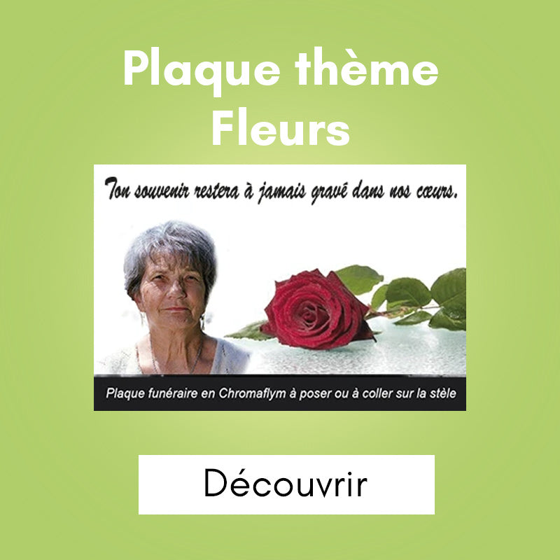 Plaque funéraire thème fleurs