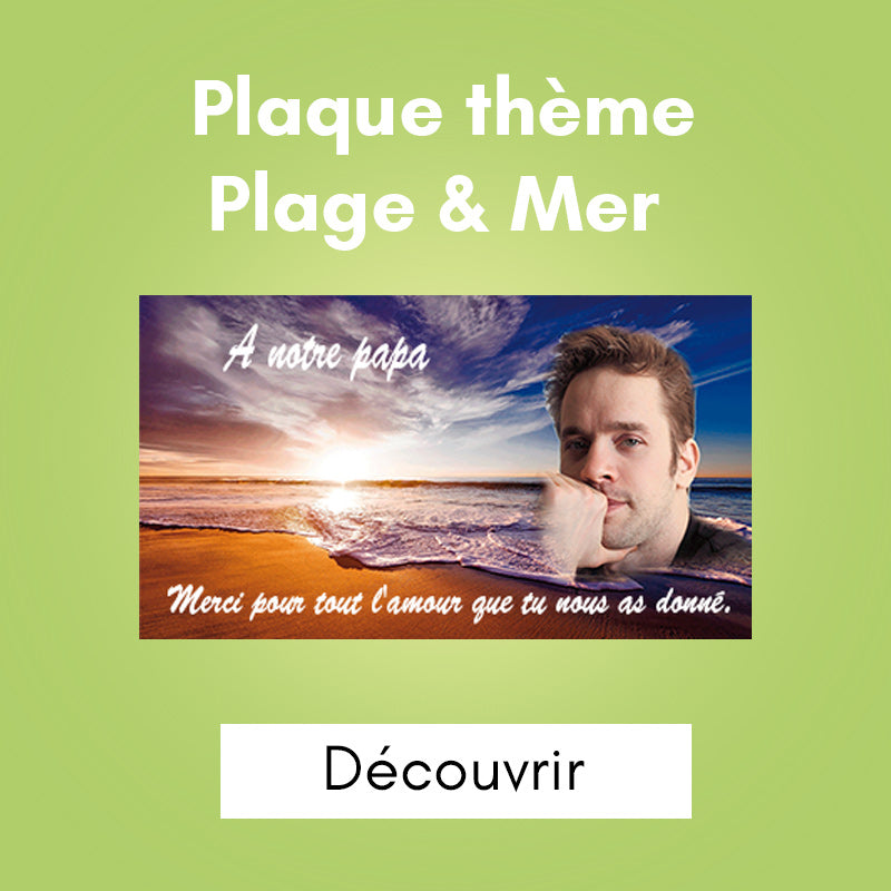 Plaque funéraire thème plage & mer