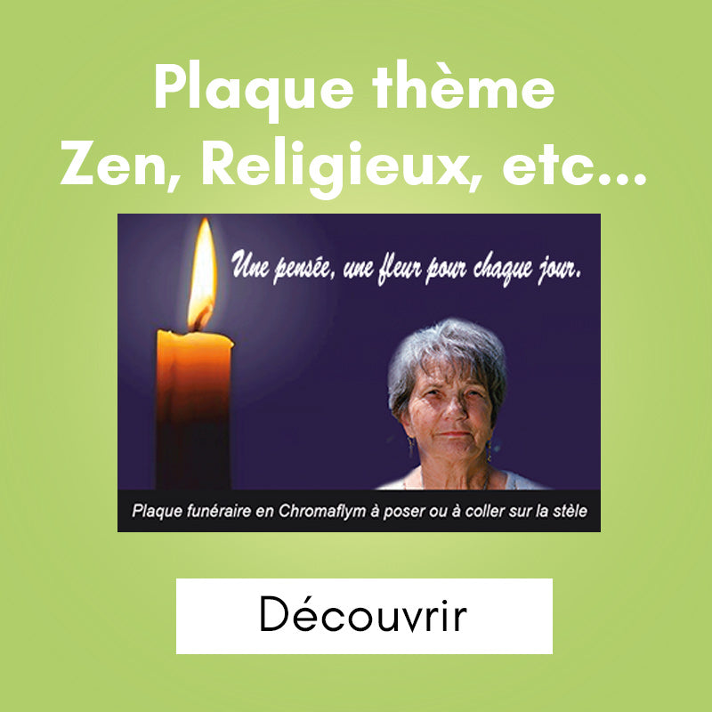Plaque funéraire thème ange,bougie, zen, statue, religieux