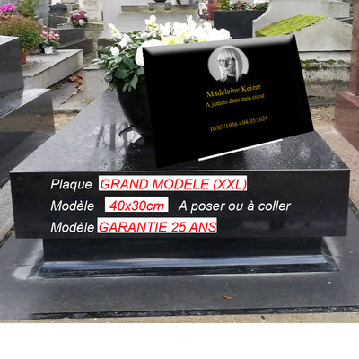 Plaque Funéraire Souvenir Éternel - Modèle Élégance Noir et Doré