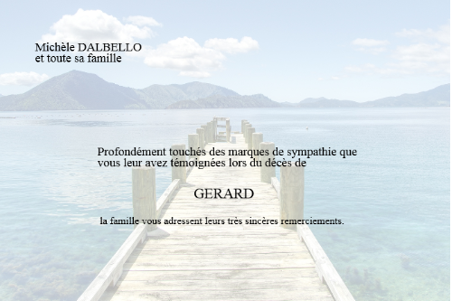 Cartes de Remerciements <br> Décès " ponton de mer   "