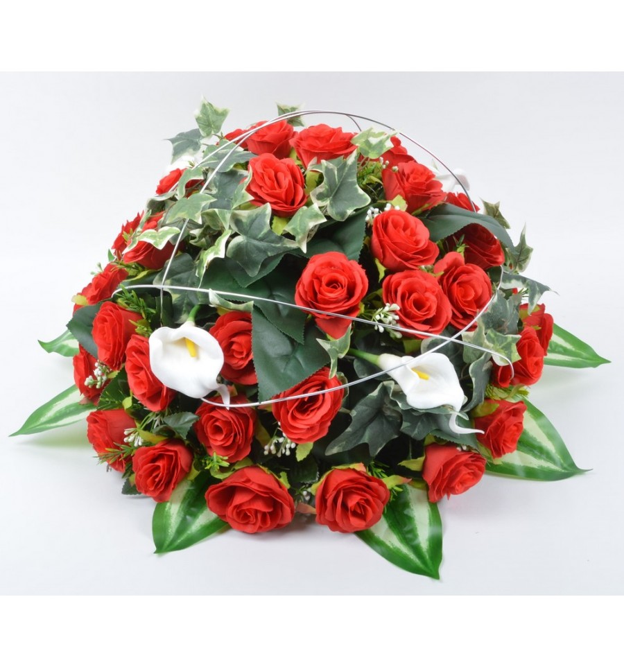 COUSSIN ROND DE ROSE ROUGE