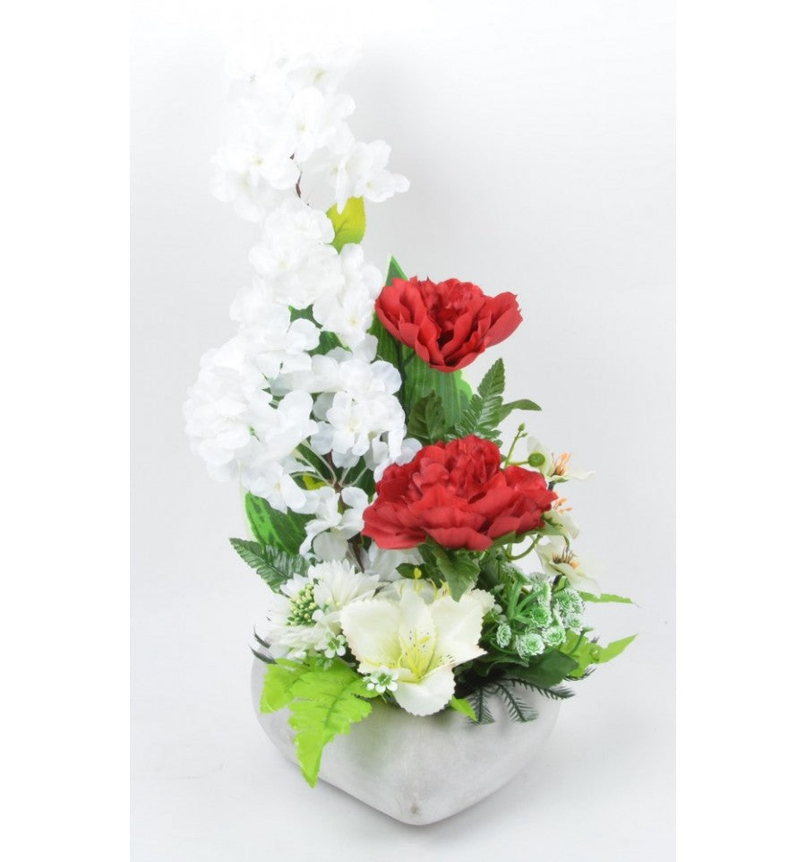 PIVOINE CERISIER SUR COEUR EN BETON VIRGULE