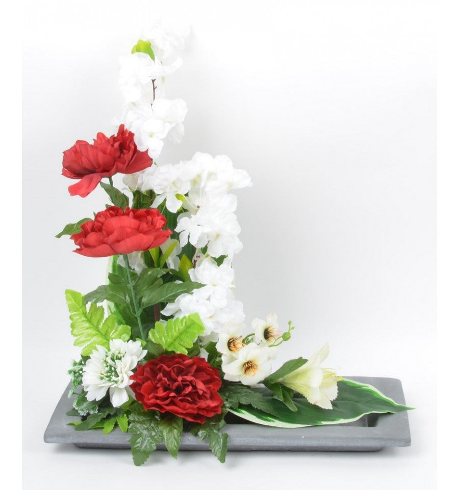 Bouquet Pivoine, cerisier sur plateau béton