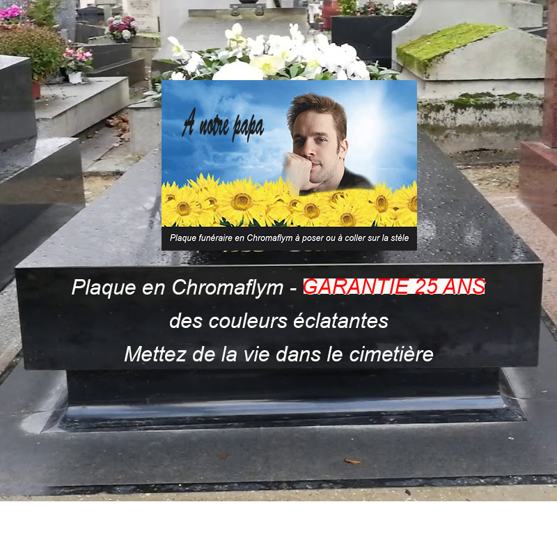 plaque funéraire pour columbarium et stèle à personnaliser, champ de tournesols