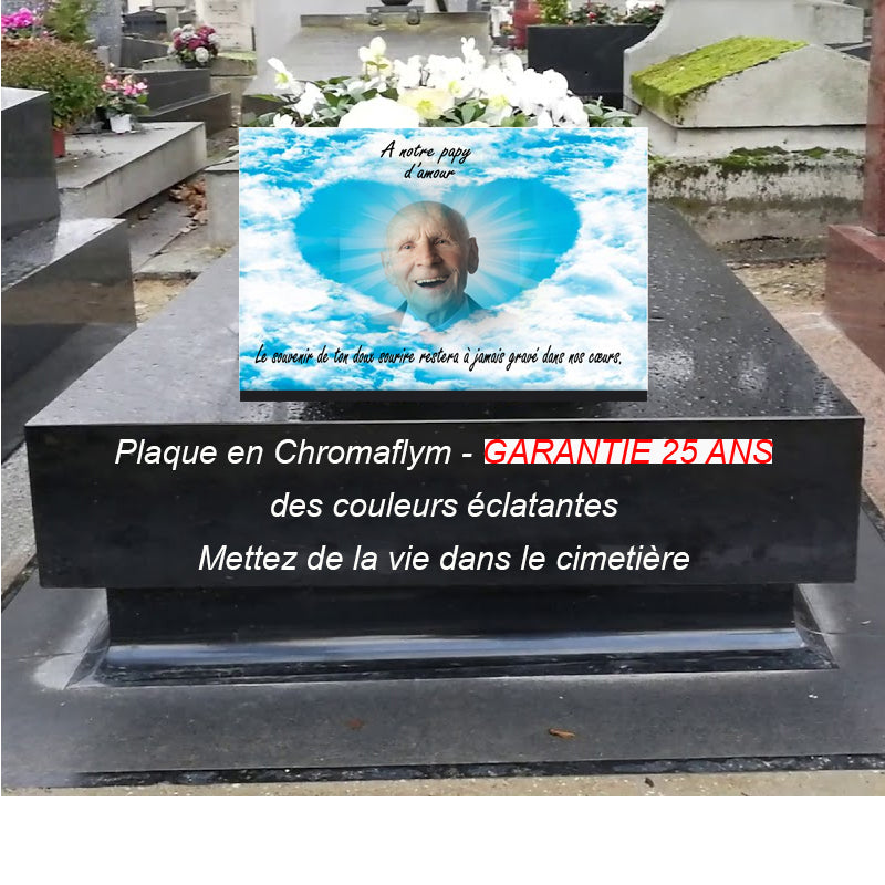 Plaque funéraire à personnaliser avec nuage en forme de coeur | lesplaquesdespetitsanges.com