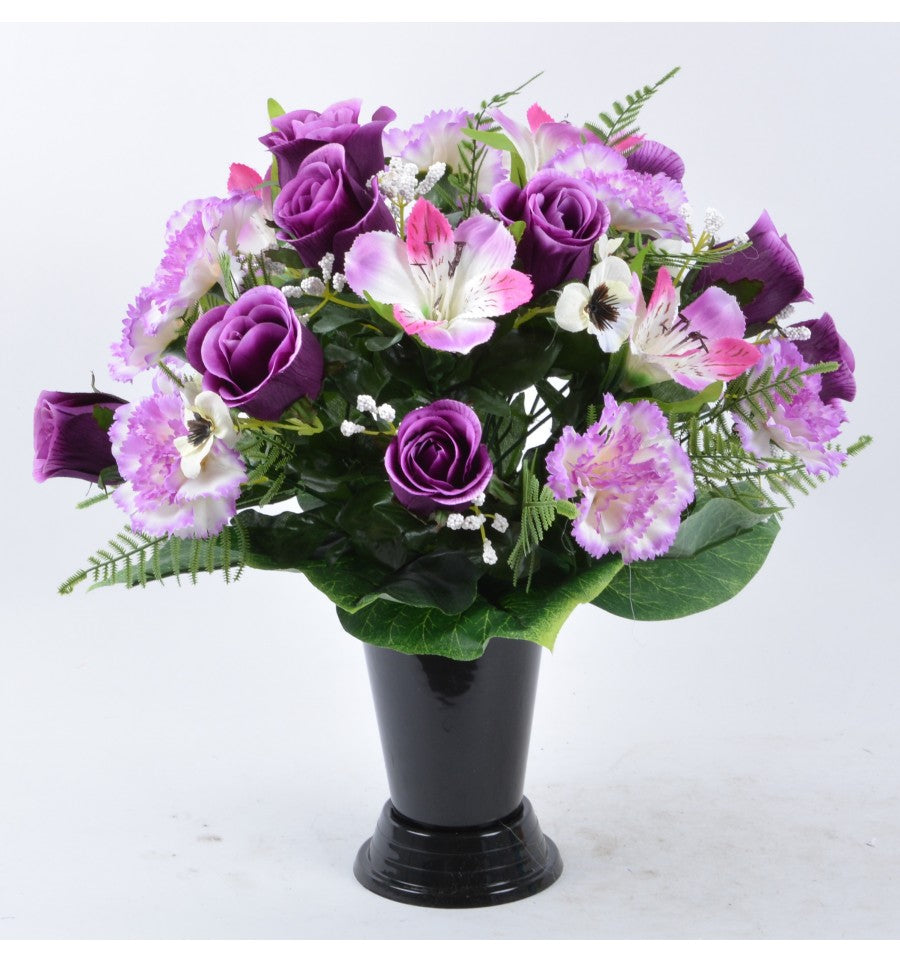 BOUQUET DE VASE ALSTROEMERIA BOUTON OEILLET MAUVE