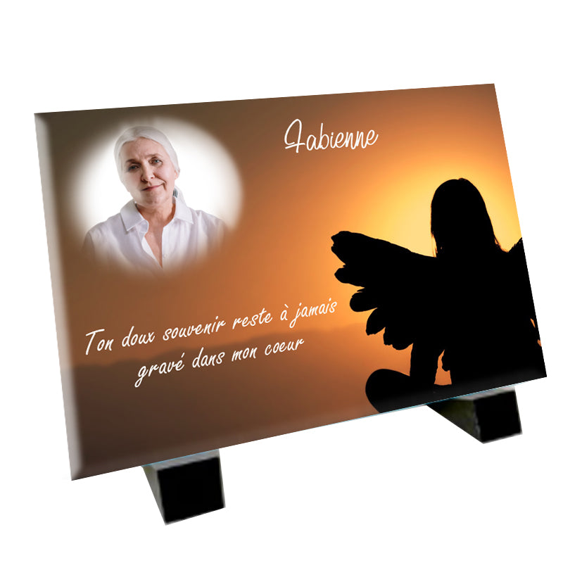 Plaque funéraire couché de soleil