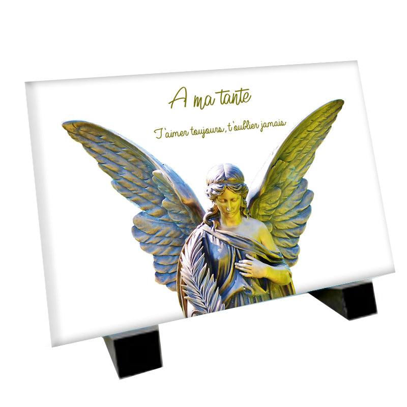 Plaque funéraire ange doré