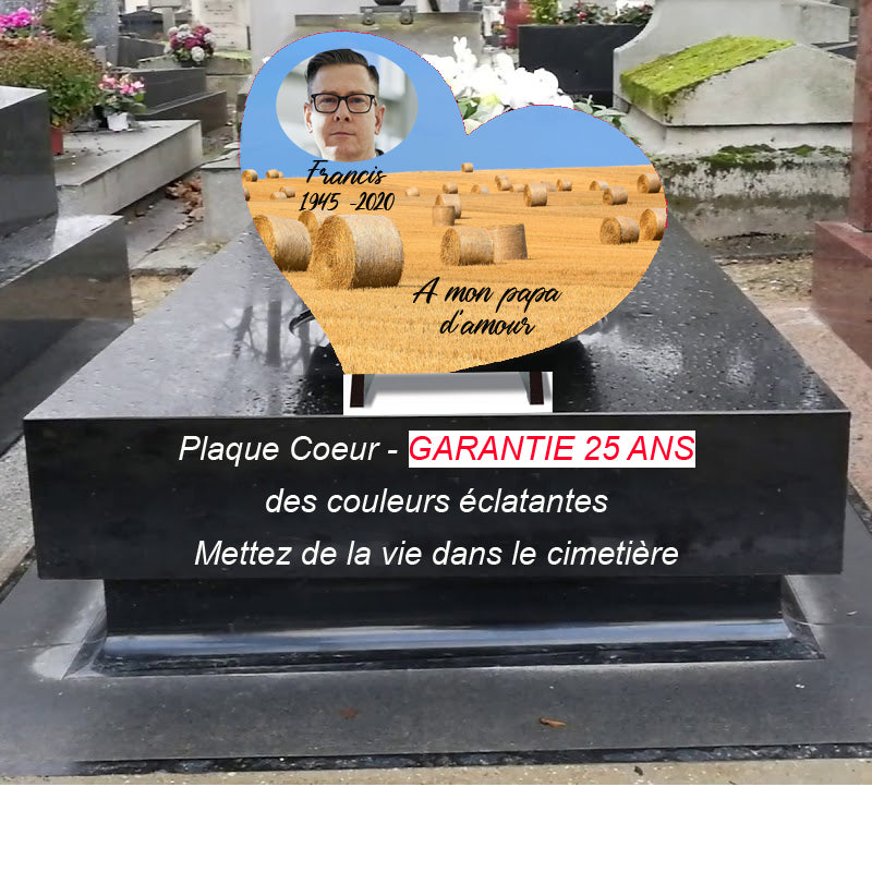plaque funéraire cœur - modèle "champ de blé" | lesplaquesdespetitsanges.com