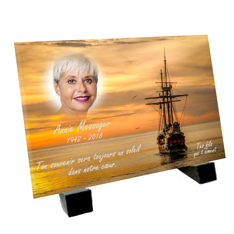 Plaque funéraire bateau en mer - Offre spéciale -80%