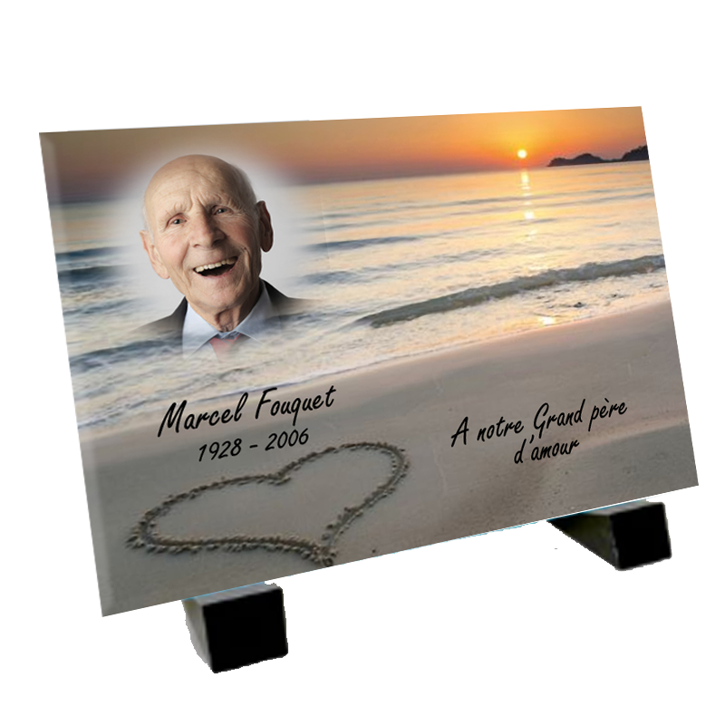 Plaque funéraire avec photo bord de plage - Offre spéciale -80%