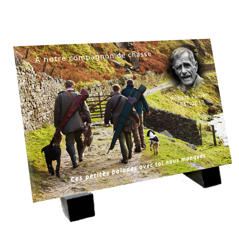 Plaque funéraire chasseur à personnaliser - Offre spéciale -80%