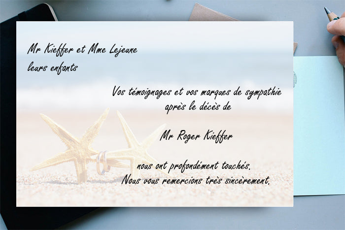 Cartes de Remerciements <br> Décès " etoile de mer "