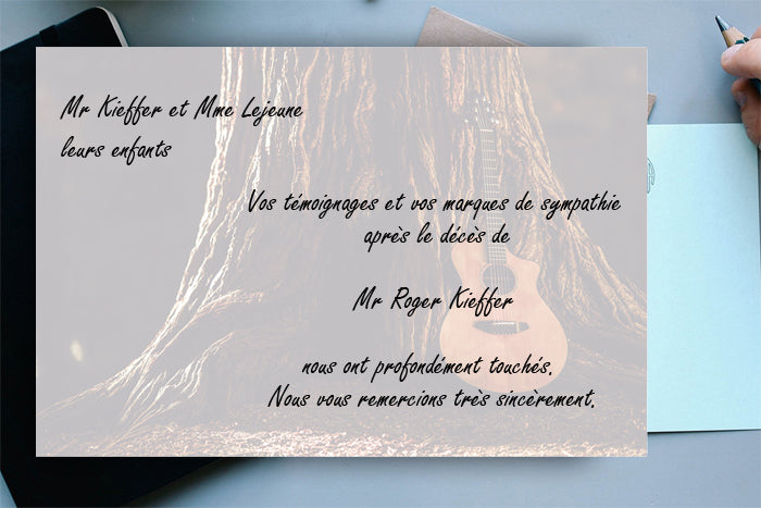 Cartes de Remerciements <br> Décès " guitare1 "