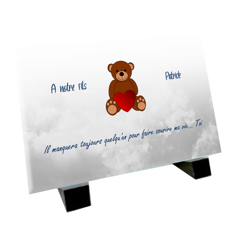 Plaque funéraire enfant avec un nounours