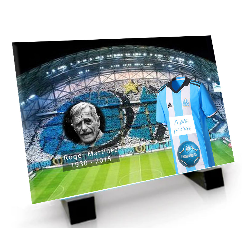 Plaque funéraire Football OM avec photo