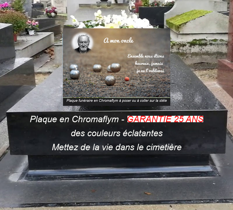 Plaque funéraire sur le theme de la pétanque