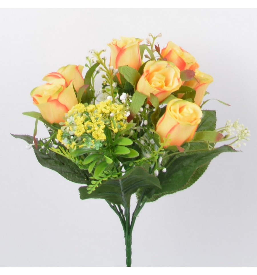 Piquet de rose jaune et graminée 