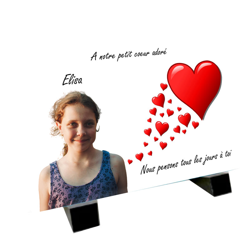 Plaque funéraire cœur avec étoile filantes