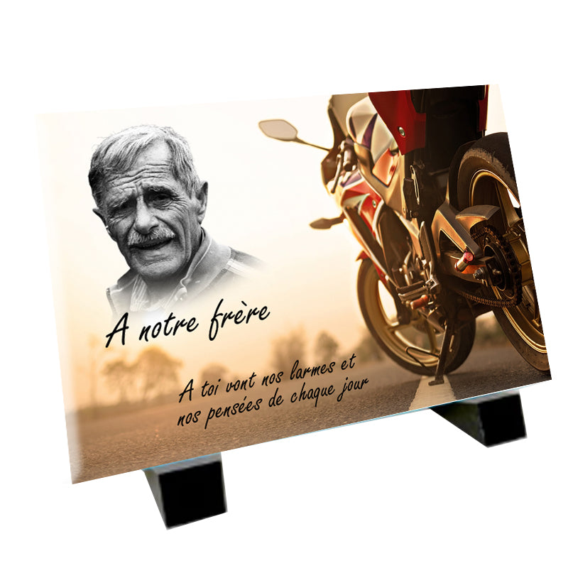 Plaque funéraire avec moto de course - Offre spéciale -80%