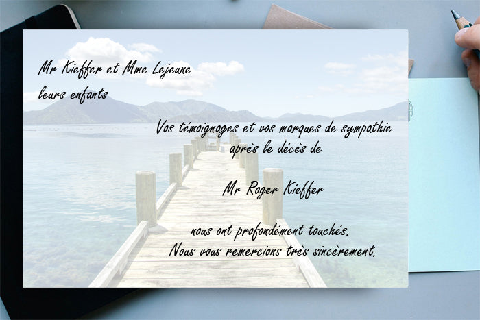 Cartes de Remerciements <br> Décès " ponton de mer   "