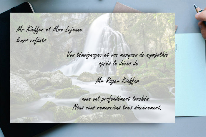 Cartes de Remerciements <br> Décès " ruisseau en foret "