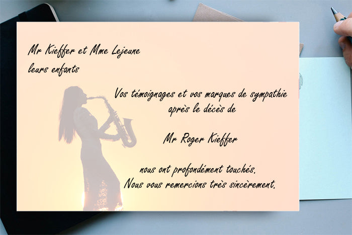Cartes de Remerciements <br> Décès " trompettiste "